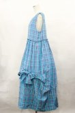 画像2: Jane Marple / French madras drape ribbons dress  ブルー H-24-04-17-018-JM-OP-KB-ZH (2)