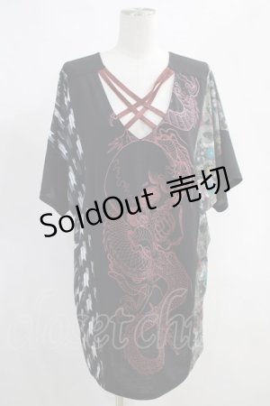 画像: Qutie Frash / BIGクロスTシャツ  黒 H-24-04-20-1021-QU-TO-KB-ZH