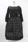 画像1: Jane Marple / Memory shadow check shirring dress  ブラック H-24-04-25-007-JM-OP-KB-ZT276 (1)