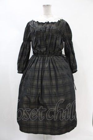 画像: Jane Marple / Memory shadow check shirring dress  ブラック H-24-04-25-007-JM-OP-KB-ZT0428H