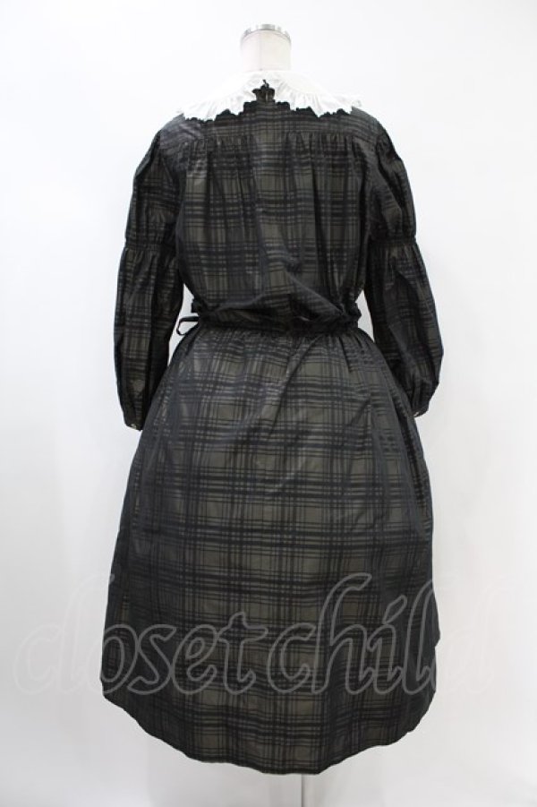 画像2: Jane Marple / Memory shadow check shirring dress  ブラック H-24-04-25-007-JM-OP-KB-ZT276 (2)