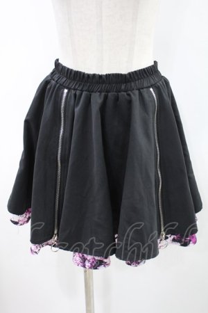 画像: NieR Clothing / 裾柄ZIPスカート  黒 H-24-04-28-054-PU-SK-KB-ZH