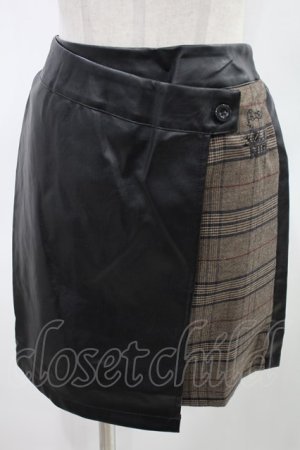 画像: NieR Clothing / インパン付きフェイクレザースカート  黒×茶 H-24-04-28-059-PU-SK-KB-ZT203