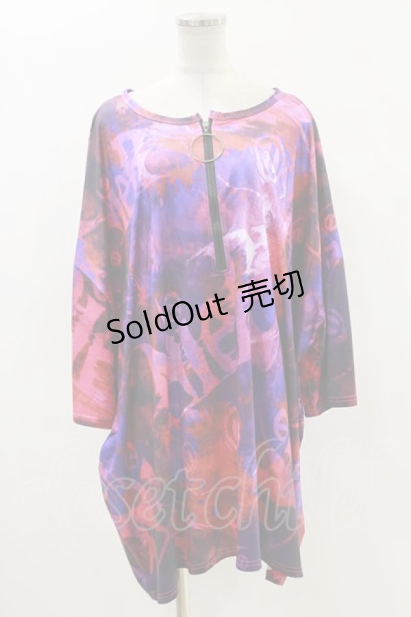 画像1: NieR Clothing / ZIPラインプルオーバー  赤×紫 H-24-05-02-064-PU-TO-KB-ZH (1)