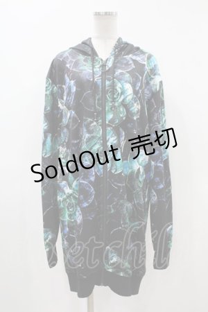 画像: NieR Clothing / 総柄ZIPパーカー  黒 H-24-05-05-1066-PU-TO-KB-ZT357