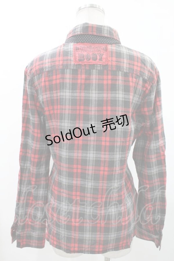 画像2: ALGONQUINS / タイ付チェックシャツ  赤×グレー H-24-05-09-028-AL-BL-KB-ZH (2)