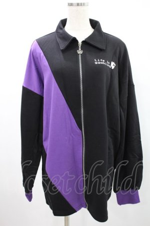画像: NieR Clothing / 襟付きZIPブルゾン  黒×紫 H-24-05-18-1026-PU-JA-KB-ZH