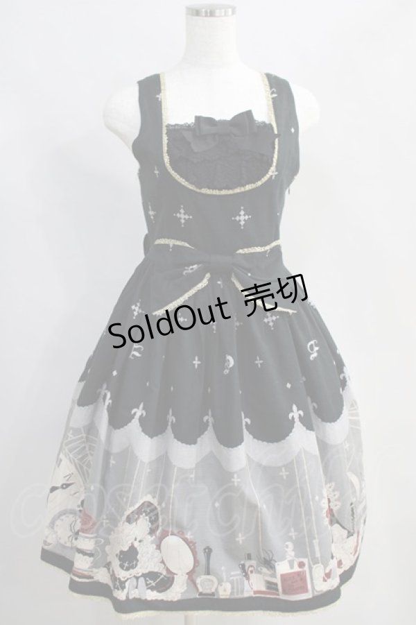 画像1: ALICE and the PIRATES / Marionette in my closet room柄 ジャンパースカートI Free ブラック H-24-06-15-013-PA-OP-NS-ZH (1)