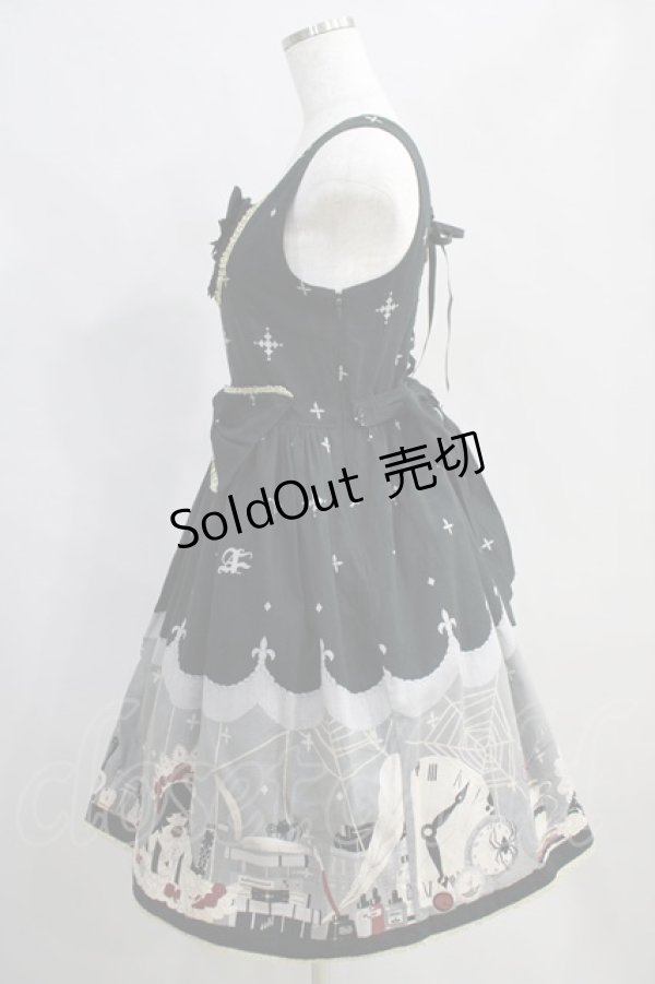 画像2: ALICE and the PIRATES / Marionette in my closet room柄 ジャンパースカートI Free ブラック H-24-06-15-013-PA-OP-NS-ZH (2)