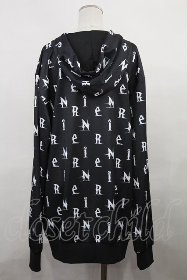 画像2: NieR Clothing / 総柄ZIPパーカー  黒 H-24-06-20-025-PU-TO-KB-ZT074 (2)