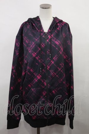 画像: NieR Clothing / 総柄ZIPパーカー  黒 H-24-06-20-026-PU-TO-KB-ZT074