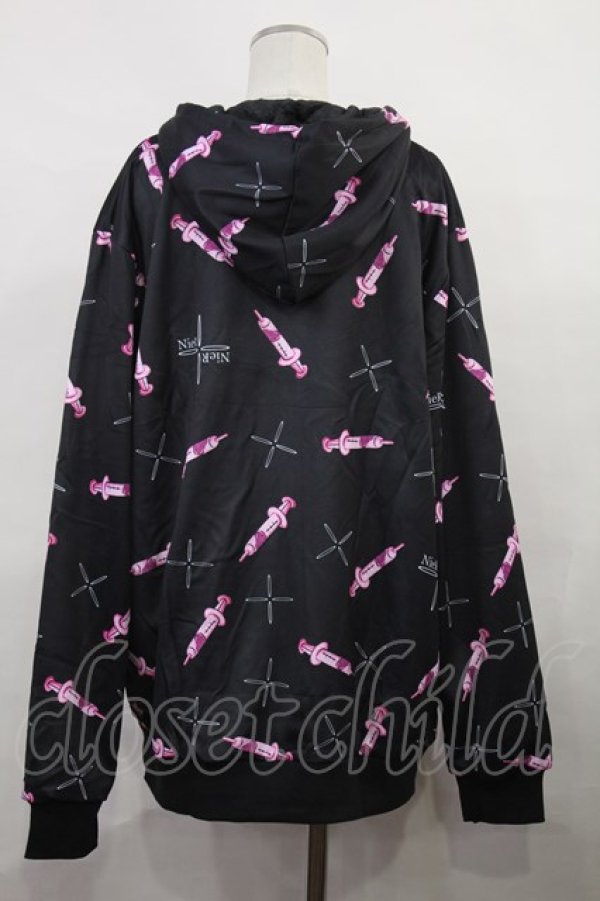 画像2: NieR Clothing / 防寒裏起毛パーカー  黒 H-24-06-20-028-PU-TO-KB-ZT059 (2)