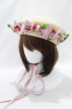 画像: LIEF / 苺リボンベレー帽  ピンク H-24-06-24-1071-LO-AC-NS-ZT171