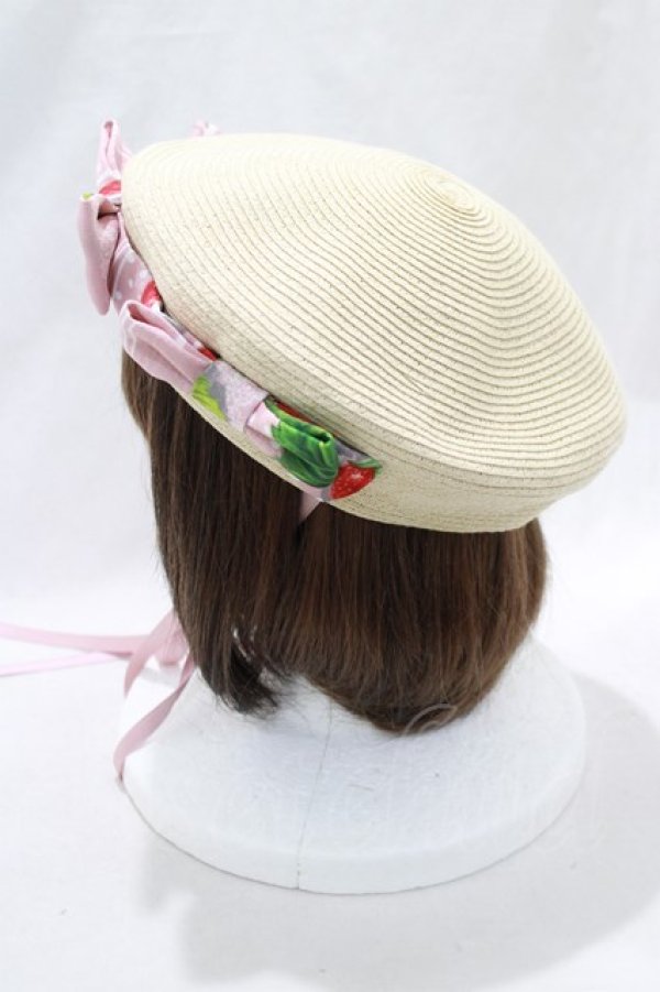 画像2: LIEF / 苺リボンベレー帽  ピンク H-24-06-24-1071-LO-AC-NS-ZT171 (2)