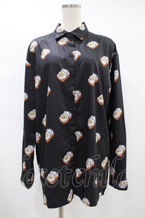 画像1: NieR Clothing / 総柄シャツ  黒 H-25-05-11-1003-PU-BL-KB-ZH (1)