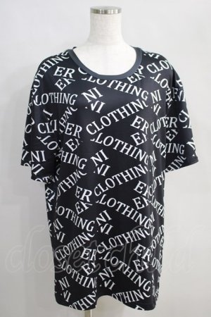 画像: NieR Clothing / ロゴ総柄カットソー  黒×白 H-25-05-11-1036-PU-TS-KB-ZH