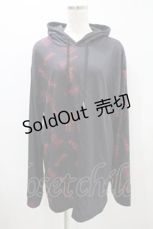 画像: NieR Clothing / プリント切替プルパーカー  黒 H-24-08-02-036-PU-TO-KB-ZT318