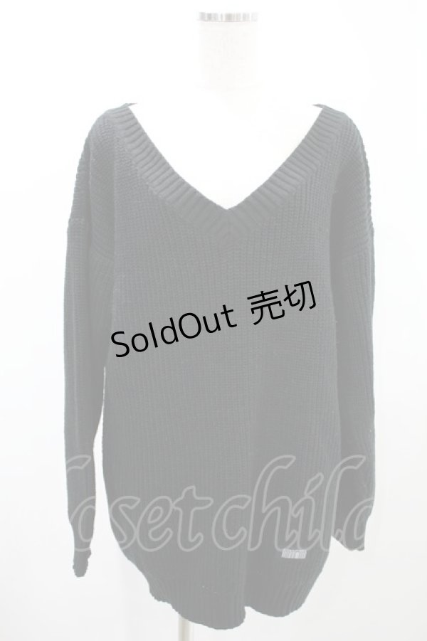 画像1: NieR Clothing / Vネックニット  黒 H-24-08-02-026-PU-TO-KB-ZT333 (1)