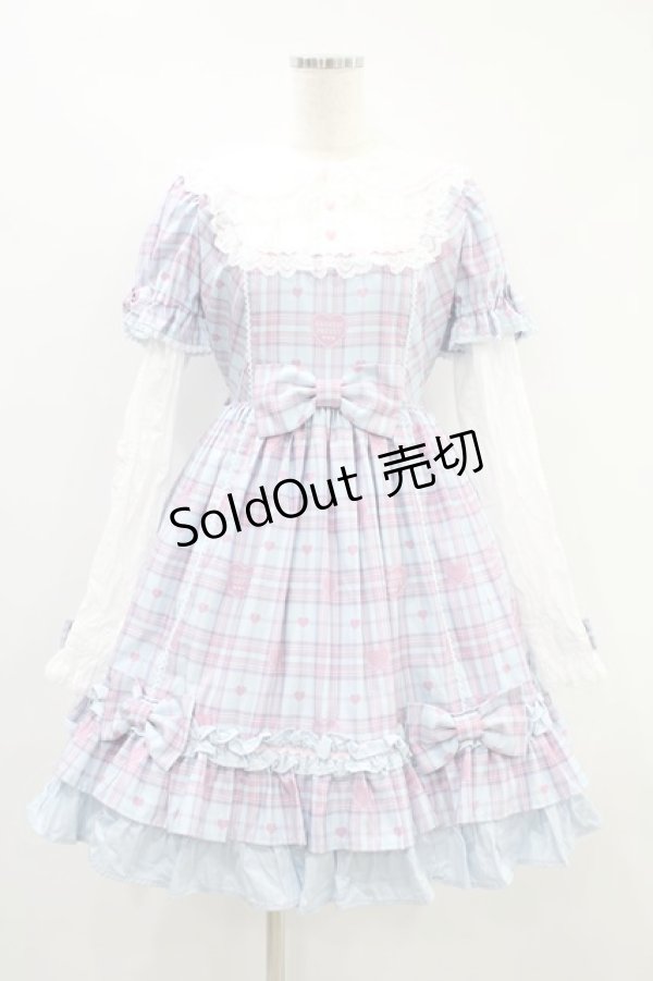 画像1: Angelic Pretty / Sprinkle Heart Tartanワンピース Free サックス H-24-08-12-017-AP-OP-NS-ZH (1)
