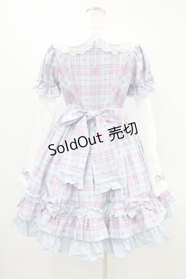 画像2: Angelic Pretty / Sprinkle Heart Tartanワンピース Free サックス H-24-08-12-017-AP-OP-NS-ZH (2)