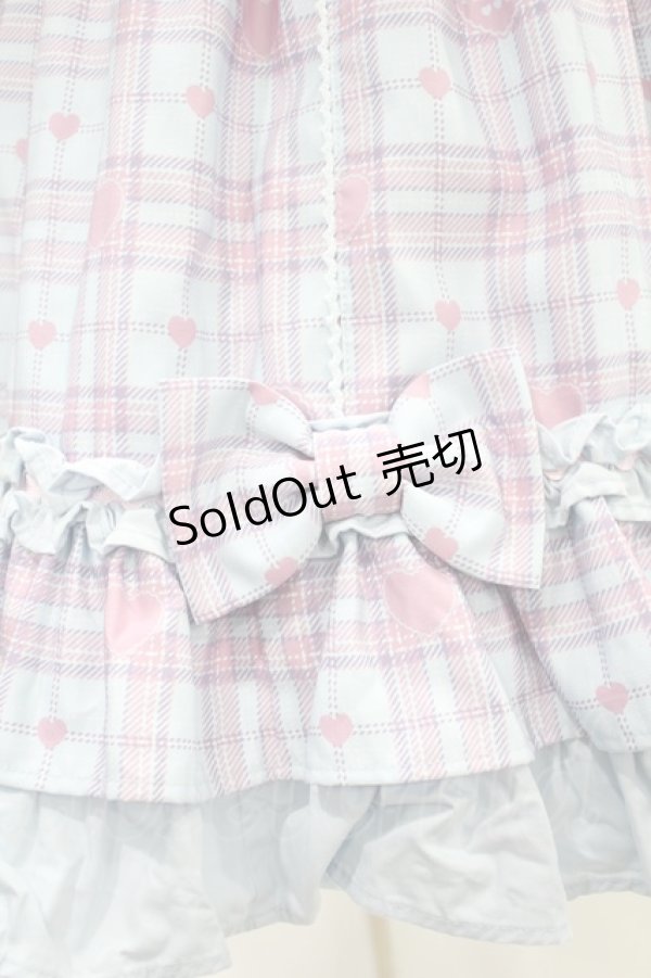 画像5: Angelic Pretty / Sprinkle Heart Tartanワンピース Free サックス H-24-08-12-017-AP-OP-NS-ZH (5)