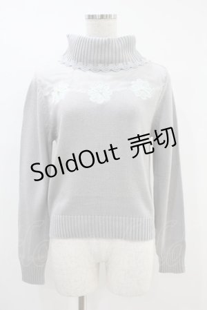 画像: axes femme POETIQUE / お花刺繍入りオフタートルプルオーバー M グレー H-24-08-20-1060-AX-TO-NS-ZH