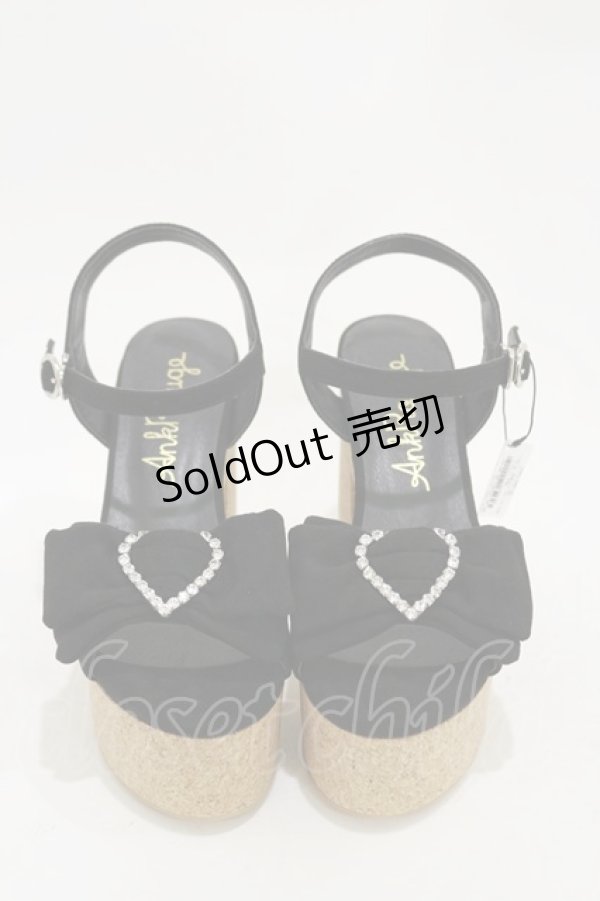 画像1: Ank Rouge / ハートビジュー厚底サンダル M ブラック H-24-08-24-004-CA-SH-NS-ZH (1)