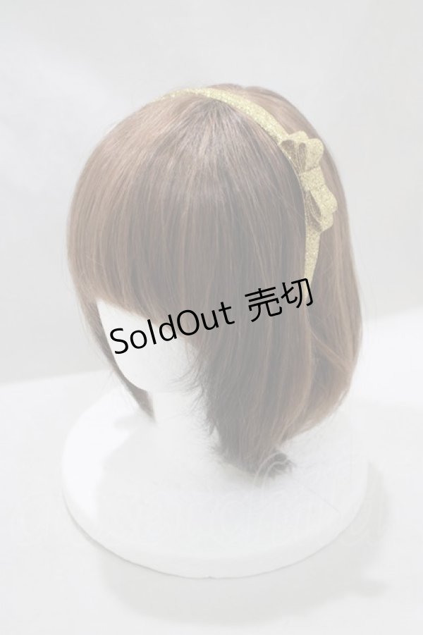 画像1: Swankiss / glitter ribbonカチューシャ  ゴールド H-24-09-02-1080-CA-AC-NS-ZH (1)