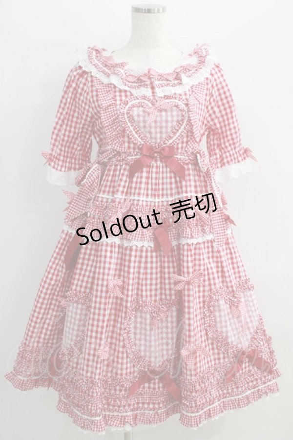 画像1: BABY,THE STARS SHINE BRIGHT / Sweet Gingham Dollワンピース Free エンジ H-24-09-02-1002-BA-OP-NS-ZH (1)