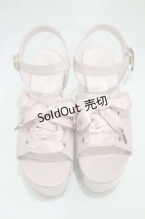 画像1: Ank Rouge / リボンレースアップサンダル M ピンクエナメル H-24-09-08-1075-CA-SH-NS-ZH (1)