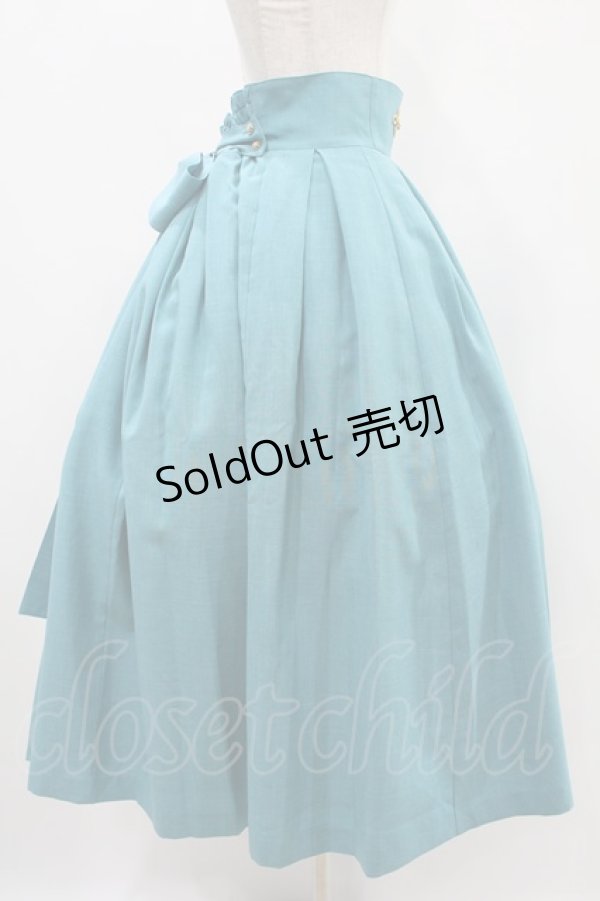 画像3: metamorphose / 【プラスサイズ】袴風タックロングスカート プラスサイズ グリーン(Light Blue-Green) H-24-09-17-023-ME-SK-NS-ZH (3)