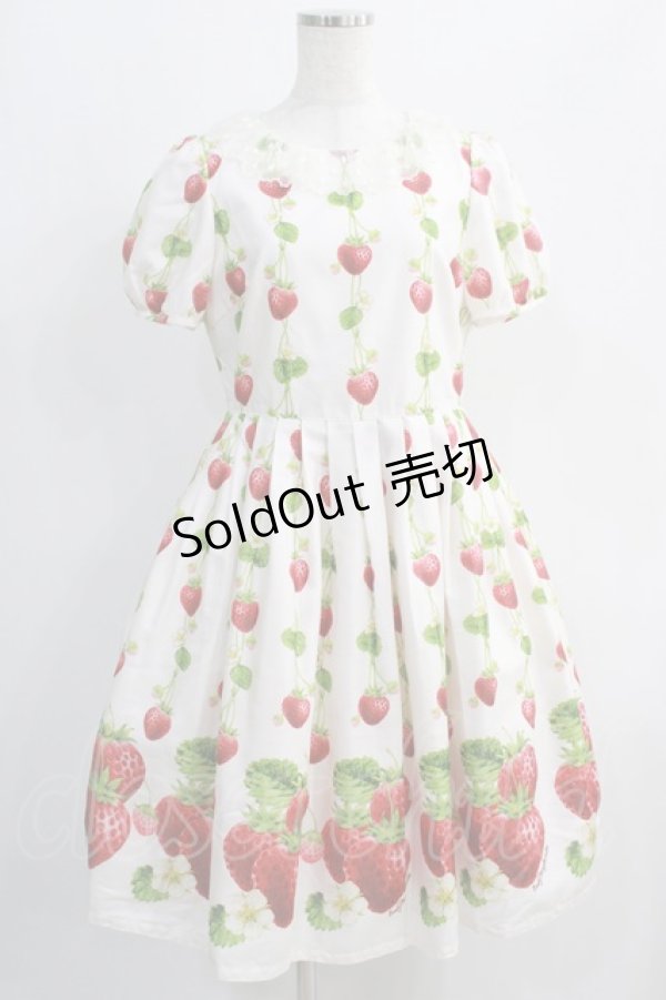 画像1: Emily Temple cute / トリプルStrawberryワンピース  オフ H-24-09-27-019-ET-OP-KB-ZT075 (1)
