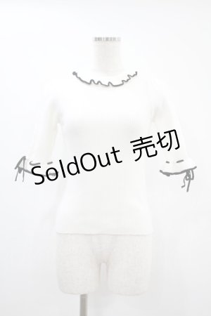 画像: evelyn / パイピング袖リボントップス Free ホワイト/ブラック H-24-09-28-038-LO-TO-NS-ZH