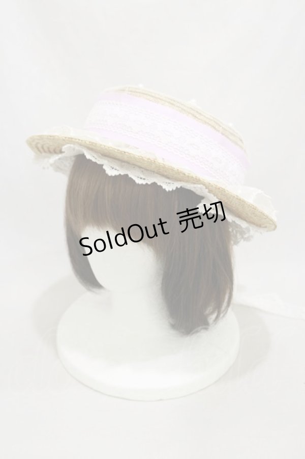 画像1: Angelic Pretty / Lacy GardenストローHat  ナチュラル/ピンク H-24-09-30-009-AP-AC-NS-ZT-K007 (1)