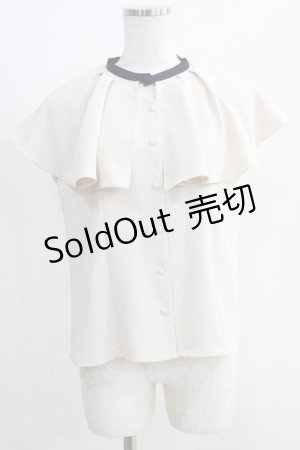 画像: an another angelus / バイカラータイ付き2wayケープブラウス Free IVORY/NAVY H-24-10-02-047-CA-BL-NS-ZH