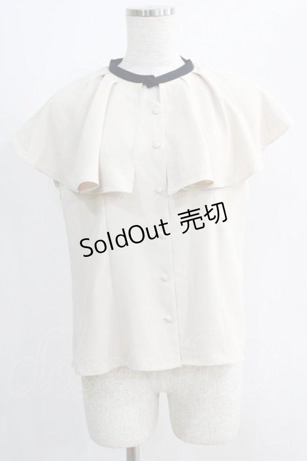 画像1: an another angelus / バイカラータイ付き2wayケープブラウス Free IVORY/NAVY H-24-10-02-047-CA-BL-NS-ZH (1)