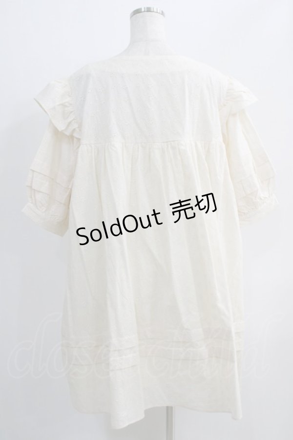 画像3: Maison de FLEUR Petite Robe canone / エンジェルショルダースモックワンピース Free off white H-24-10-05-072-EL-OP-NS-ZH (3)