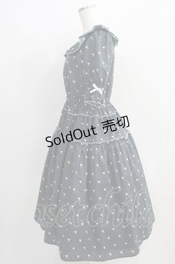 画像2: Melody BasKet / Little dot heartワンピース M ネイビー H-24-10-06-015-LO-OP-KB-ZH (2)