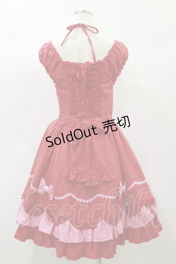 画像2: Angelic Pretty / ドット配色ミニ袖ワンピース F アカ×ピンク H-24-10-28-079-AP-OP-SK-ZH (2)