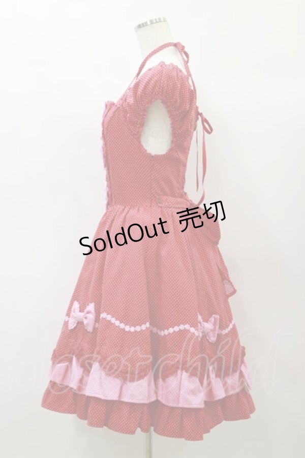 画像3: Angelic Pretty / ドット配色ミニ袖ワンピース F アカ×ピンク H-24-10-28-079-AP-OP-SK-ZH (3)