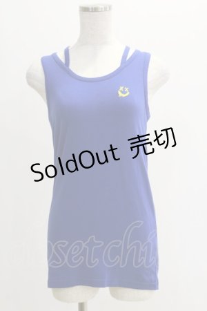 画像: WORLD WIDE LOVE！(Rydia) / デッドスマイル刺繍タンク  ブルー H-25-05-11-1028-PU-TO-KB-ZH