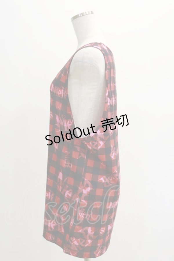 画像3: NieR Clothing / TANKTOP【LOGO CHECK】  赤 H-25-06-15-1006-PU-TO-KB-ZH (3)