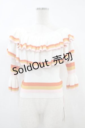 画像: Swankiss / AI Honey Border Knit Free 白 H-24-11-05-051-CA-TO-NS-ZH