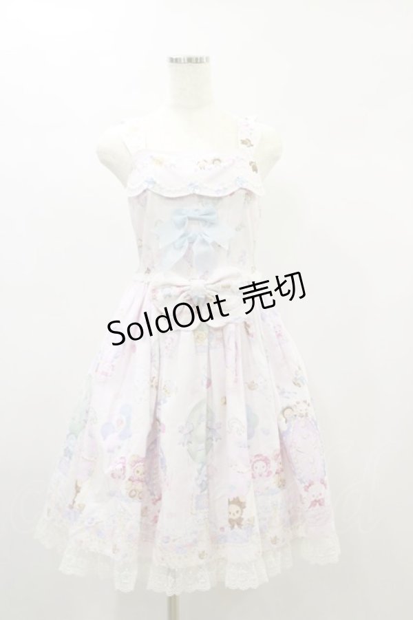画像1: BABY,THE STARS SHINE BRIGHT / くみゃちゃんのふわふわお空でTea Party柄ジャンパースカートI Free ピンク H-24-11-13-033-BA-OP-NS-ZH (1)