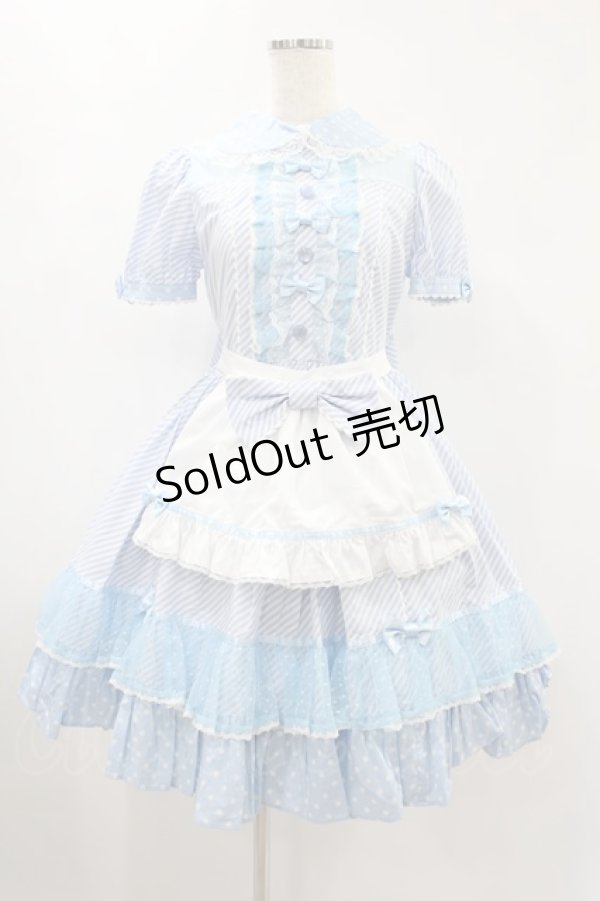 画像1: Angelic Pretty / Stripe Girly Cafe Set Free サックス H-24-11-17-1028-AP-OP-NS-ZH (1)