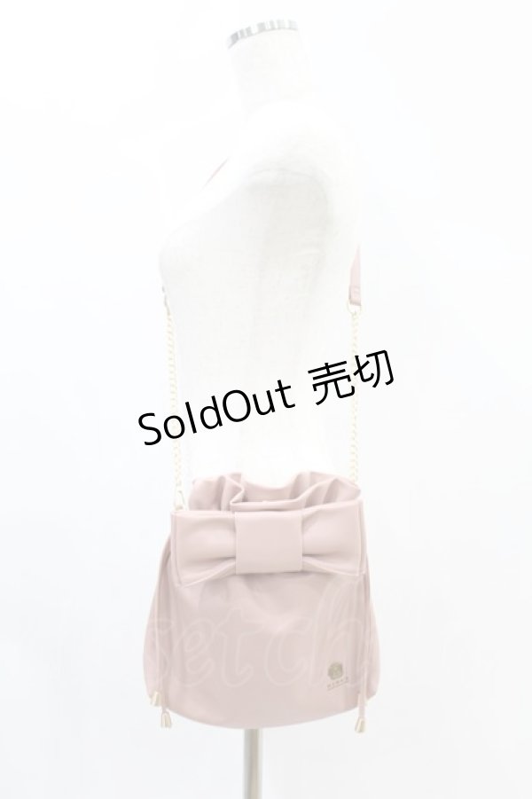 画像1: m petit by misako / NINA'Sコラボ/リボンキンチャクショルダーバッグ  ピンク H-24-11-19-1024-0-BG-NS-ZH (1)