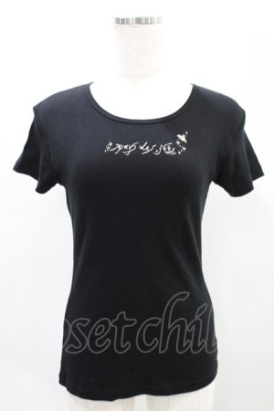 画像: pays des fees  / ロゴプリントカットソー  黒 H-25-05-11-1021-PU-TO-KB-ZH