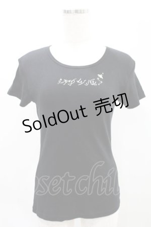 画像: pays des fees  / ロゴプリントカットソー  黒 H-25-05-11-1021-PU-TO-KB-ZH