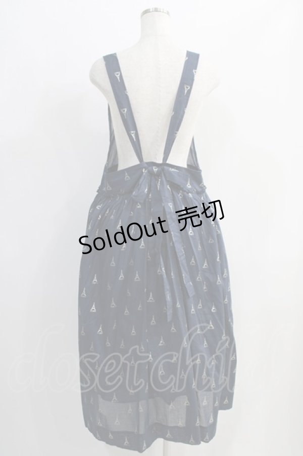 画像3: Jane Marple / LA TOUR EIFFELタブリエドレス  navy×white gold H-24-11-20-011-JM-OP-KB-ZH (3)