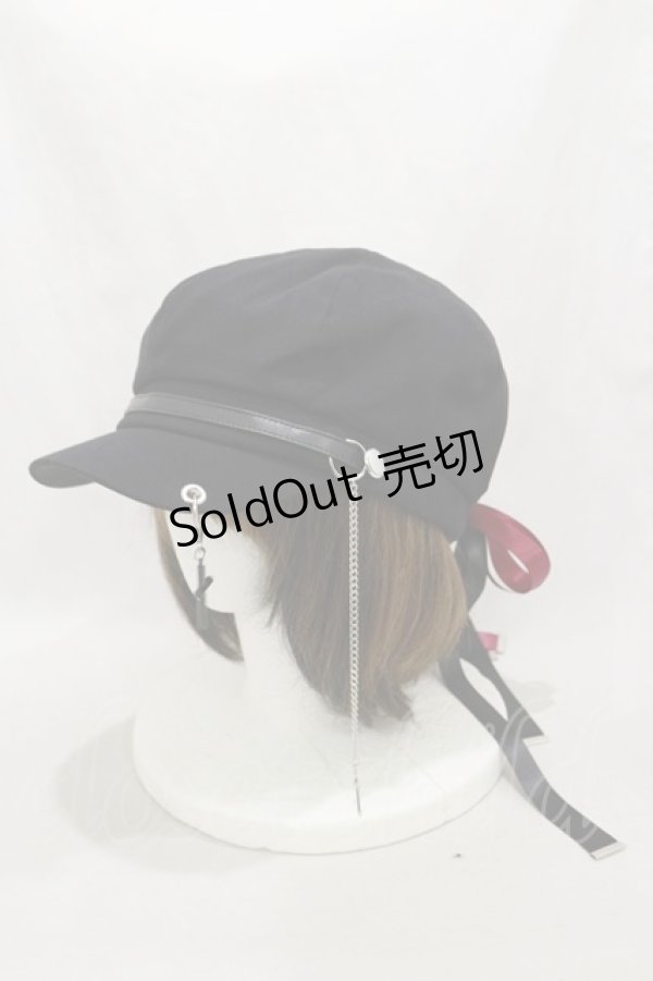 画像1: IRO+IRO / レースアップリボンキャップ  ブラック/レッド H-24-11-21-004-LO-AC-NS-ZH (1)